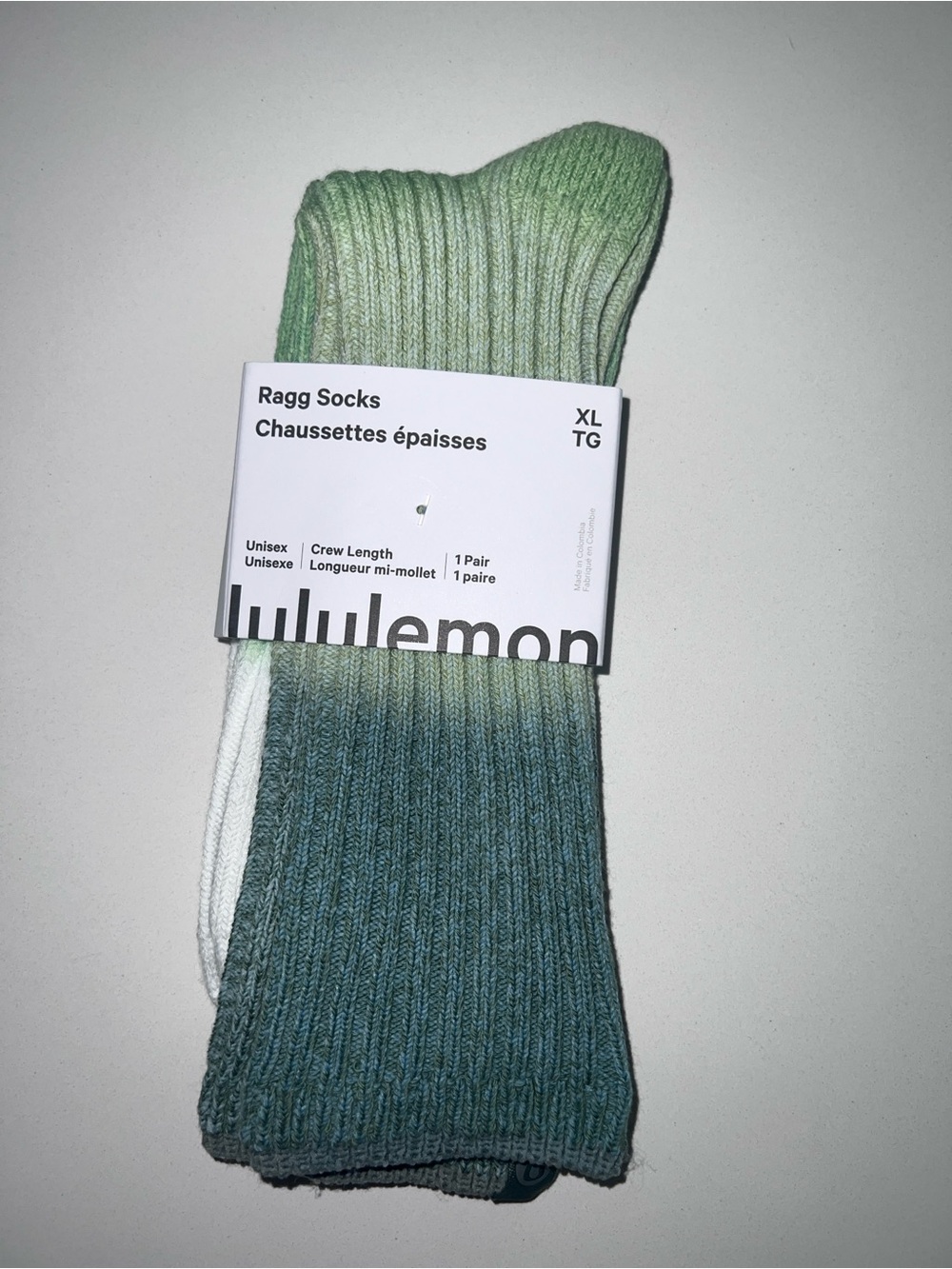 lululemon Green Ombre Ragg Crew Socks XL (Men’s 11-14)